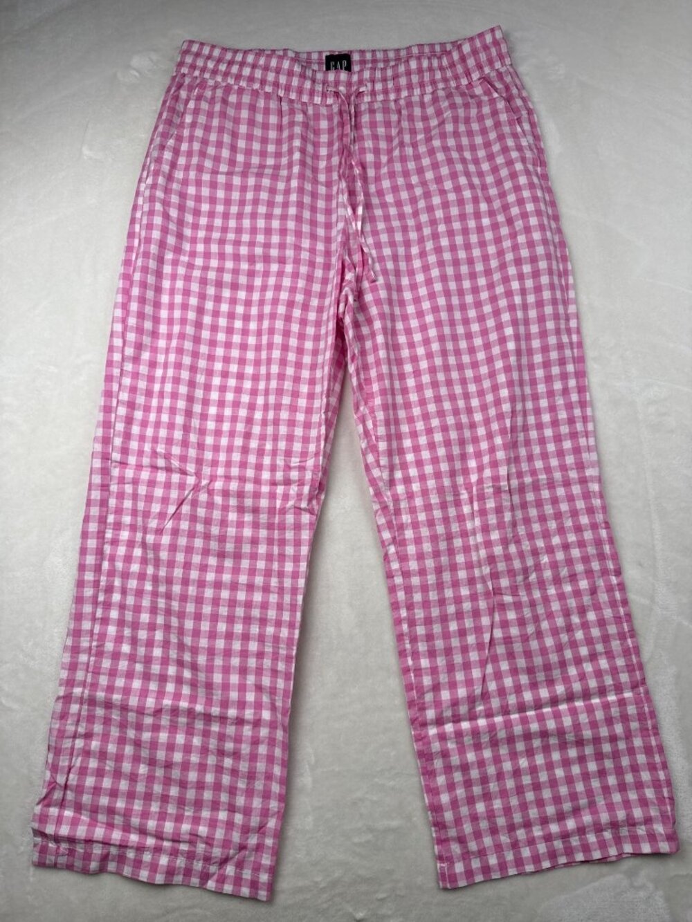 Gap Womens Pink Gingham & Floral Print Cotton Pajama Pants Set - Size L